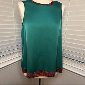 Scotch & Soda Maison Scotch Silk Blouse Teal Bronze Lurex Trim